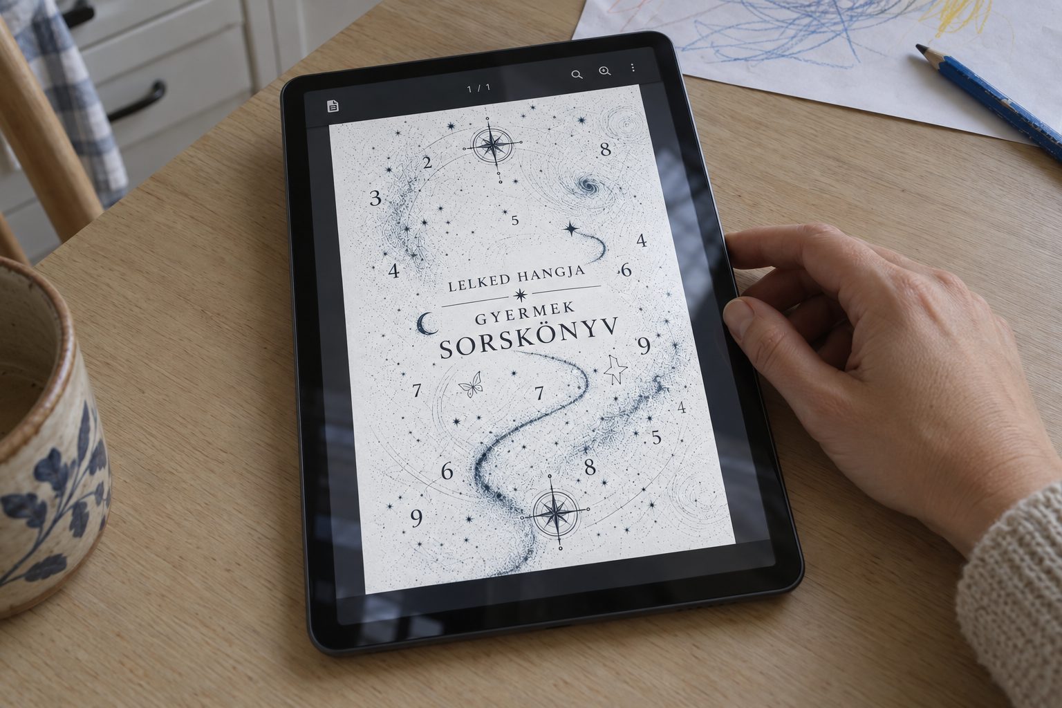 A Gyermek Sorskönyv PDF-változata tableten – illusztráció