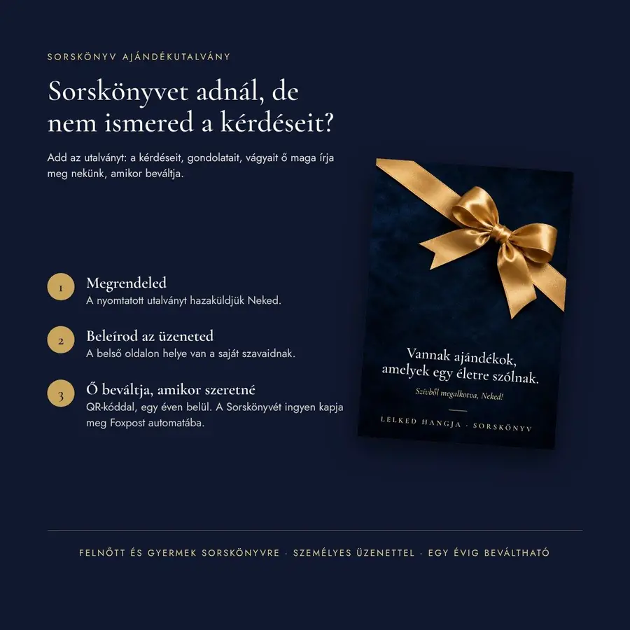 Sorskönyvet adnál, de nem ismered a kérdéseit? Az utalvány három lépésben: megrendeled, beleírod az üzeneted, ő beváltja QR-kóddal